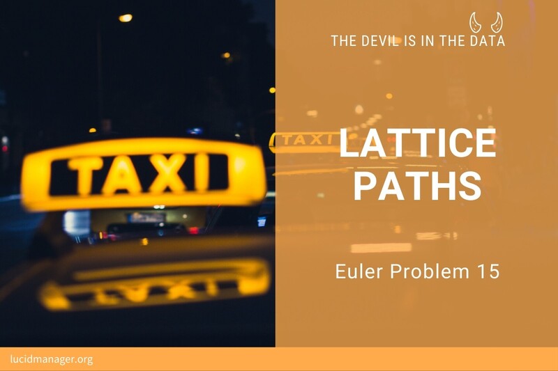 Solutions to project Euler 15 in the R language. How many taxicab routes can you take from the top left corner to the bottom right. Solutions to project Euler 15 in the R language. How many taxicab routes can you take from the top left corner to the bottom right.